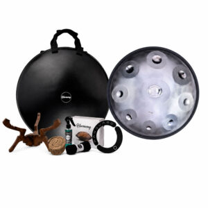 هنگدرام استیل Harmony مدل Mofanegh Basic با 9 نت و گام D KURD / Re Minor به همراه هاردکیس، پایه و هدیه‌های روی ساز